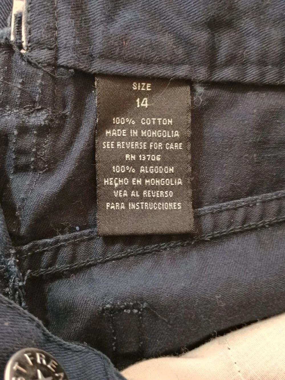 Set of 2 Boy 14 Shorts 4 Pockets 100% Cotton Dark Blue Cargo & Beige Chino Comfy